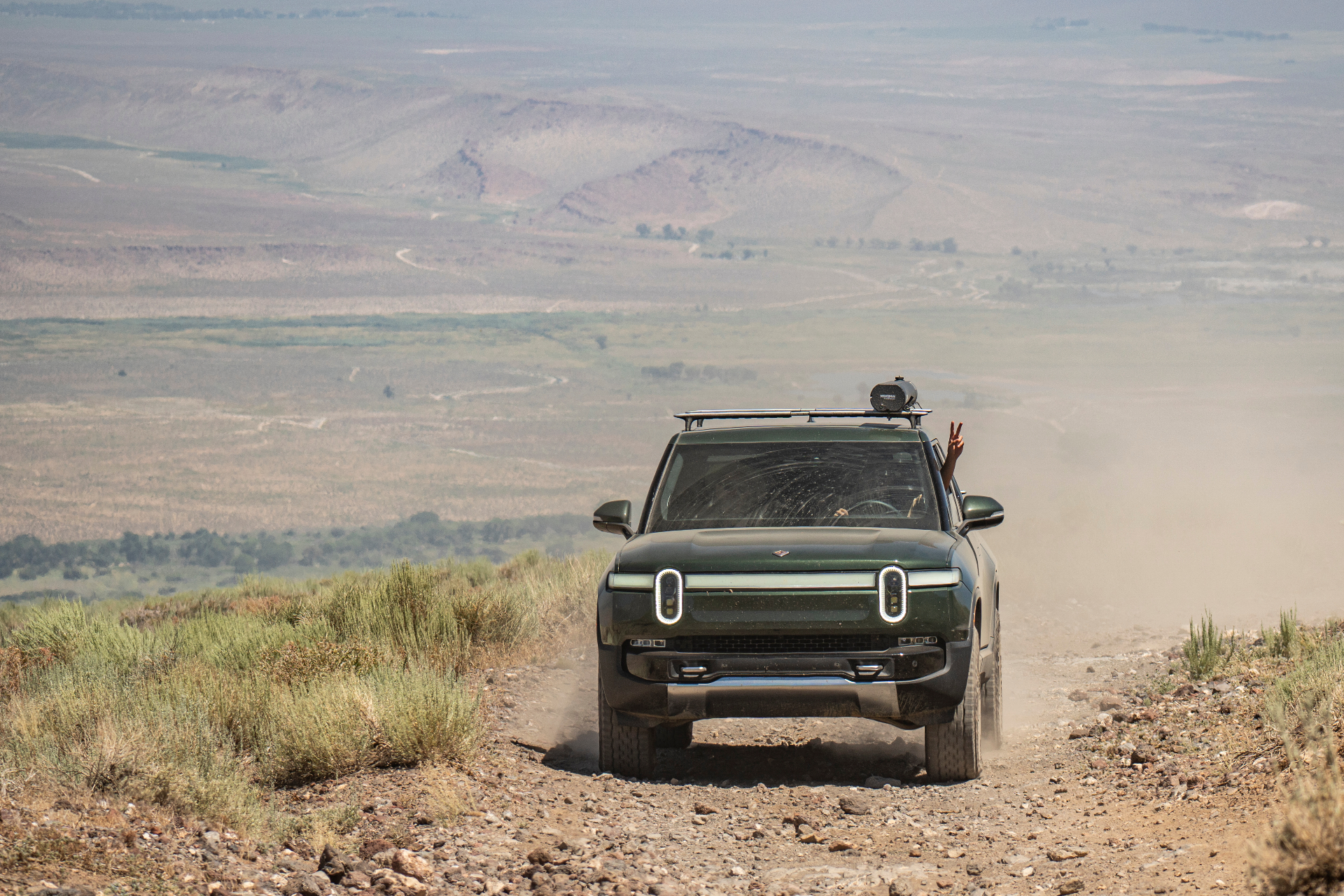 Off-roading in the Rivian